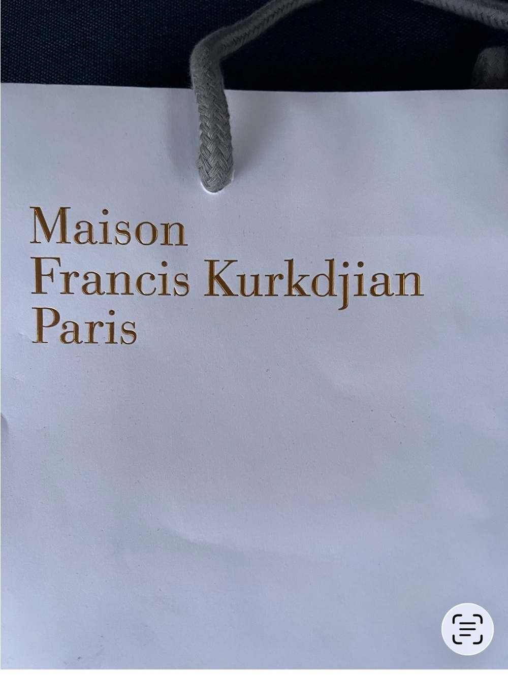 Maison Francis Kurkdjian White Paper Gift Bag with Gold Logo